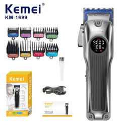 Kemei KM-1699 9000rpm Electric Hair Clipper Men's Professional Trimmers Rechargeable Cordless Hair Cut Machine with LCD Display