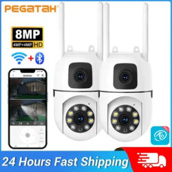 2/4PCS 8MP HD 2.4G Dual Lens Wifi Camera PTZ Outdoor Smart Night Vision Human Detection IP Security Protection Cam O-Kam Pro APP