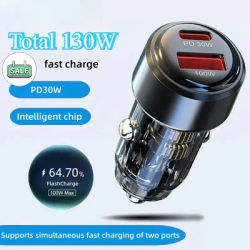 Total 130W USB chargeur de voiture adaptateur charge rapide Type C chargeur rapide dans la voiture pour iPhone 15 Xiaomi 14 Huawei chargeur de téléphone portable