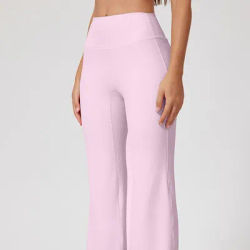 Fitness Rib Bell-bottoms Tights High Waist Wide Leg Pants Leggings Women Yoga Elastic Leggings Push Up Gym Workout Flared Pants