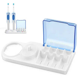 Support de brosse à dents électrique Oral B, Base de support de brosse à dents électrique, couvercle de rangement de têtes de brosse de remplacement avec trou de chargeur