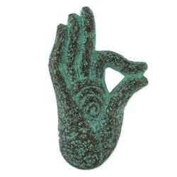 Meditating Hand,'Recycled Paper Relief Panel of a Hand from Thailand'