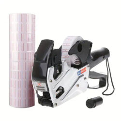 1pcs Silver Metal 8-digit Label Gun with 5000 labels and 1 ink cartridge, suitable for office, retail, grocery store.