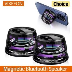 MagWave Portable Bluetooth Speaker Magnetic Wireless Mini Speaker With RGB Lights & Phone Holder blue