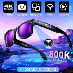 Smart Glasses HD Recording Videos AI Photo Recognition Answer Translation 290mAh Large Battery IP67 Waterproof Bluetooth Glasses