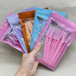 QI WU 12Pcs Eyebrow Trimmer Face Blade Shaver Portable Eye Brow Epilation Hair Removal Safety Eyebrow Cutting Woman Makeup Tools