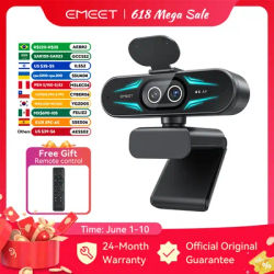 4K Webcam 1080P 60fps Web Camera EMEET C60E 4K Binocular USB Camera With RGB Light for Streaming/Gamer Video Camera for Computer