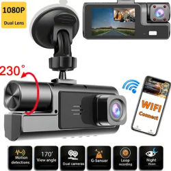 1080P WIFI Dual camera Dash Cam for cars W IR Night Vision Loop Recording Front and Inside Vehicle DVR recorder video recorder