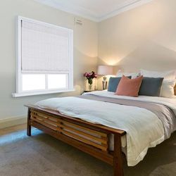 Wide Width Cut-to-Width Bayport Bamboo Roman Shade White Wash by Whole Space Industries in White Wash (Size 63" W 48" L)