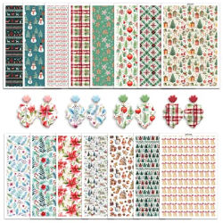 1pc Christmas Elements Polymer Clay Transfer Paper Snowman Bell Gifts Plants Disposable Stickers for DIY Earring Jewelry Decal