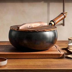 pentola grande in ferro forgiato a mano, piccola padella non rivestita, pentole tradizionali per una cottura versatile, ritenzione del calore