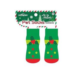 calzini natalizi per animali domestici con renne (confezione da 4) - antiscivolo per cani Protezioni per zampe con impugnatura per gatti - calzature festive per le feste di taglia piccola e media