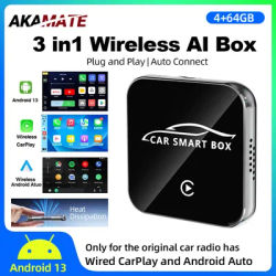 3IN1 sans fil CarPlay Android Auto intégré Netflix YouTube sans fil AI boîte Android 13 Bluetooth adaptateur Plug and Play