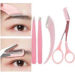 1/3/4pcs Eyebrow Trimmer Set, Curved Eyebrow Razor, Eyebrow Scissors with Comb, Convenient Easy Beauty Tools for Beginners