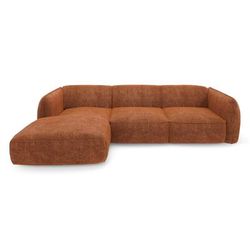 Divano angolare sinistro velluto tramato terracotta