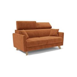 Divano letto con poggiatesta regolabili 180 cm arancio