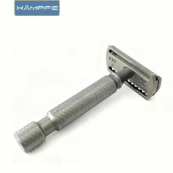 KAMPFE Titanium Alloy Handle Safety Razor CNC Carved Double-Edged Travel-Friendly Face Shaver Men Reusable Grooming Gift Set