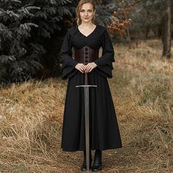 Retrò Vintage Medievale Rinascimento Vestito Corsetto Abiti Vichingo Elfico Costume Per donna Costume di Carnevale Celtico Fantasia Halloween Carnevale Performance Feste LARP Adulti Vestito Corsetto
