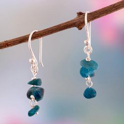 'Sea-Inspired Sterling Silver and Apatite Dangle Earrings'