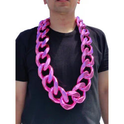 Trendy Metallic Color Acrylic Big Heavy Chunky Cuban Chain Necklace Men Hip Hop Oversized Large Plastic Link Chain Rappe Jewelry