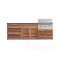 NewAge Outdoor Kitchens Stainless-Steel 5-Piece Cabinet Set with 3-Drawer, Bar, Grill Cabinet, Performance Grill and Countertop
