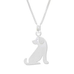 Lovely Dog,'Brushed-Satin Sterling Silver Dog Pendant Necklace'