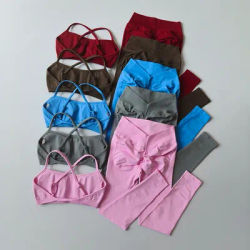 2025 Peach Hip Fitness Yoga Suit 2-Piece Set Quick Drying V-Waist Tight Fitness Leggings Sports Bra And Yoga Leggings for Women