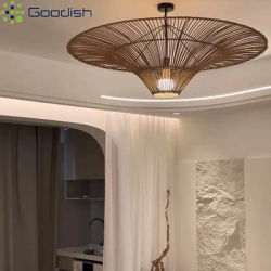 Lampes suspendues vintage en rotin et osier Wabi Sabi lampes suspendues décoration de la maison lustre pour salon salle à manger hôtel restaurant