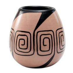 'Spiral-Themed Folk Art Chulucanas Ceramic Decorative Vase'