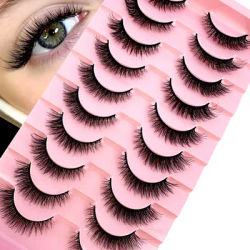 New 5/7/10 Pairs Faux Mink Eyelashes Handmade False Eyelashes Natural Nude Makeup Simulation Cross Messy Eye 3D Curly Eyelashes