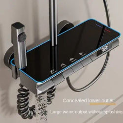 Home Intelligent Constant Temperature Shower Head Set With Copper Body And 4 Functions Of Hydroelectric Power Output