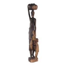 Returnees,'Ebony Wood Mother and Child Sculpture from Ghana'