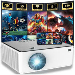 KaiAqua 350 Lumens Android 4K LED Projector 800ANSI WiFi6 Bluetooth Projector Video Home Theater Auto Focus/Keystone Proyector
