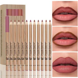 12 Color Nude Matte Lipstick Pencil Long-lasting Waterproof Lip Pencil High Pigmented Lip Liner Lip Makeup Tool