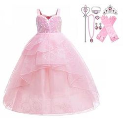 Settimana del libro 2026 strega fata glinda tutù vestito da bambina con fiori abiti in tulle film costumi a tema tv con accessori per bambine bambini halloween carnevale martedì grasso spettacolo festa palcoscenico