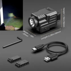 Lampe torche rechargeable de 800 lumens pour pistolet de chasse avec rail coulissant et mode stroboscopique, compatible avec les rails Picatinny et GL