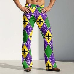 Martedì grasso Per uomo Carnevale Maschera con piume Giglio Pantaloni Pantaloni da discoteca Pantaloni a zampa d'elefante anni '60 e '70 Misura del girovita medio Vintage Retrò Feste Ferie Tasche