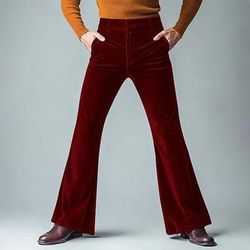 Retrò Vintage Hippie Anni '70 Pantaloni Pantaloni a zampa d'elefante Pantaloni a zampa Hippie Disco Tinta unica Costume Per uomo Halloween Carnevale Festival Musicale Feste Abbigliamento Quotidiano