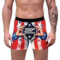250° anniversario USA 2026 Boxer aderenti Biancheria intima Bandiera USA Innovativo Divertente Adulti Per uomo Giorno dell'Indipendenza / 4 Luglio 4 Luglio Casuale Feste Vestirsi