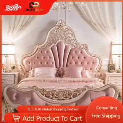200×180cm Velvet Bedroom Beds Luxury High Headboard Princesse Wooden King Beds Double Modern Big Camas De Dormitorio Furniture
