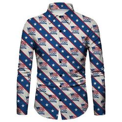 250° anniversario USA Retrò Vintage Anni '70 Camicia Camicia Aloha Lunghe Hippie Geometrico Etnico Costume Per uomo Mascherata 4 Luglio Feste Giorno dell'Indipendenza Adulti Camicia