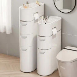Bathroom Storage Shelf Slim Gap Space Saver Freestanding No Drill Rustproof Stainless Steel Organizer Toilet Bedroom Furniture