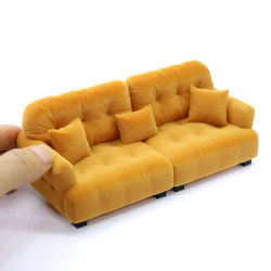 1pc Dollhouse Simulation Flocking Sofa Model Dollhouse Mini Living Room Furniture Decoration Accessories Pretend Play Toys