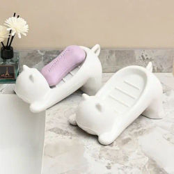 Creative Cute Bathroom Soap Dish Holder, Toilet Drain Soap Tray, Cat Plastic Soap Box, Cat Soap Box