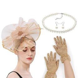 Derby Guanti Collana Cappello Fascinator Gentildonna Costume Per donna Mascherata Feste Ascot Festival delle corse di cavalli Adulti Copricapo