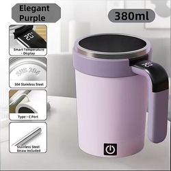 Tazza da caffè magnetica con coperchio a cannuccia, frullatore in acciaio inox 304, miscelazione rapida a 7000 giri/min per frullati caffè, ricaricabile tramite USB per casa/ufficio/viaggio (bevande