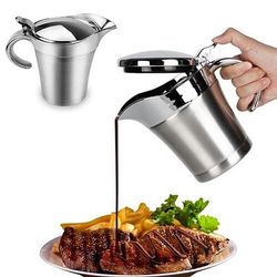 Salsiera in acciaio inox da 500/750 ml con coperchio incernierato, salsiera isolata, perfetta per versare salsa e panna, sicura per lavare i piatti, perfetta per l'uso domestico e al ristorante