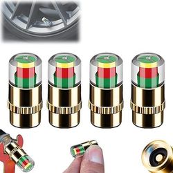 4 tappi per valvole di monitoraggio della pressione dei pneumatici, indicatore del sensore di monitoraggio della pressione dei pneumatici per auto da 2,4 bar e 36 psi con avviso visivo a 3 colori,