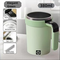 Tazza da caffè magnetica con coperchio a cannuccia, frullatore in acciaio inox 304, miscelazione rapida a 7000 giri/min per frullati caffè, ricaricabile tramite USB per casa/ufficio/viaggio (bevande
