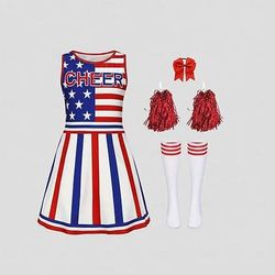 Vestito Abiti ragazza pon pon Cosplay Bambini Ragazze Halloween Carnevale Giorno dell'Indipendenza / 4 Luglio Feste Performance Mascherata Costumi di Halloween facili Vestirsi